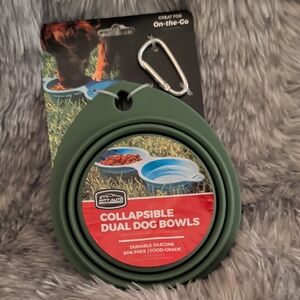 Green Collapsible Dual Dog Bowls